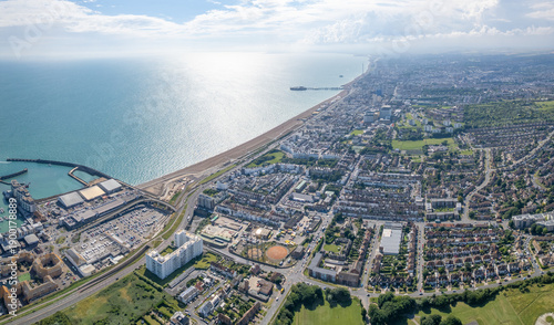 aerial view of Brighton Marina, Brighton, Sussex of England. Summer time