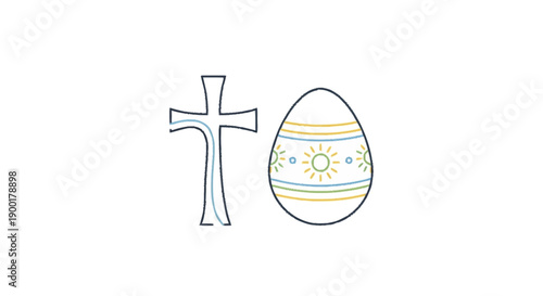 Easter egg and cross with sun religious