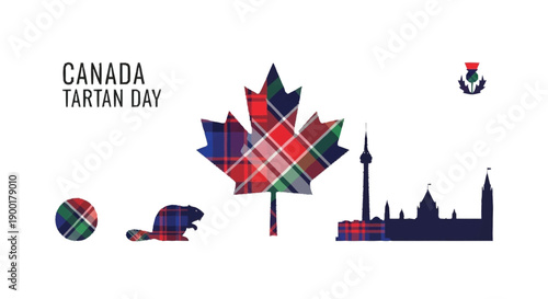 Canada Tartan Day Plaid Maple Leaf Beaver Toronto Skyline Thistle
