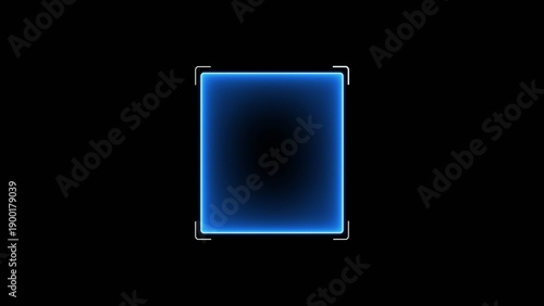 live streaming neon text frame animation. Neon glowing blue color square rectangle picture frame icon animation border frame shape rotating display screen. on a black ... See More