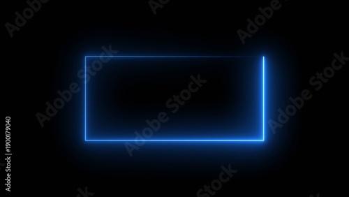 Seamless loop animated rectangle picture frame with neon color video motion graphic isolated on transparent background.