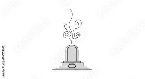 Incense burner with rising smoke curling smoke minimalist line simple black and white