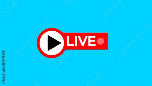 live streaming icon animation with alpha channel, Animated red button live streaming with transparent background.