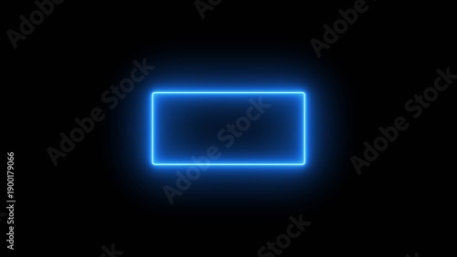 rectangle frame icon animation glowing neon pink and blue color bordar frame display box round shape retro screen photo frame rotation seamless footage line movement on black ... See More