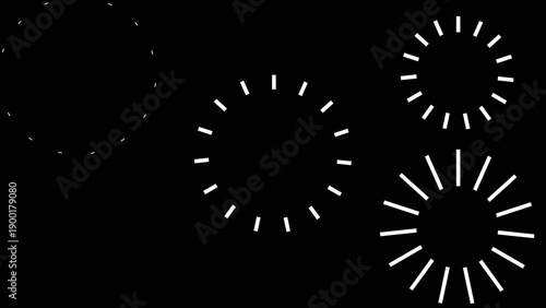 Circle fireworks Set line blast animation of circle burst motion graphics in After Effects pop up, black background. Line blast, shiny, explosion.4k video animation.