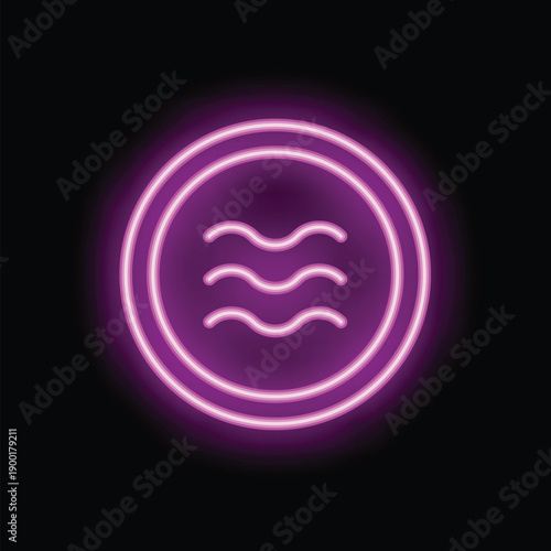 Pink neon light glowing in a circle, representing libra astrological sign, on a black background