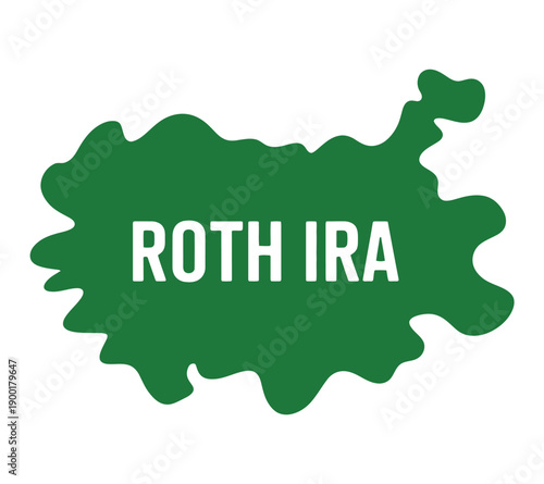 A green splatter with the words ROTH IRA in white text on a plain white background