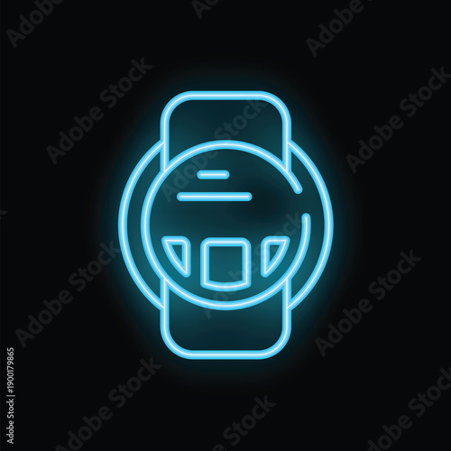 Blue neon icon of a smartphone being charged wirelessly, symbolizing innovation in the tech industry