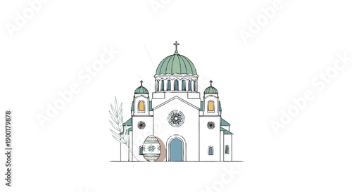 Wallpaper Mural White church with green domes and Easter egg architecture Torontodigital.ca