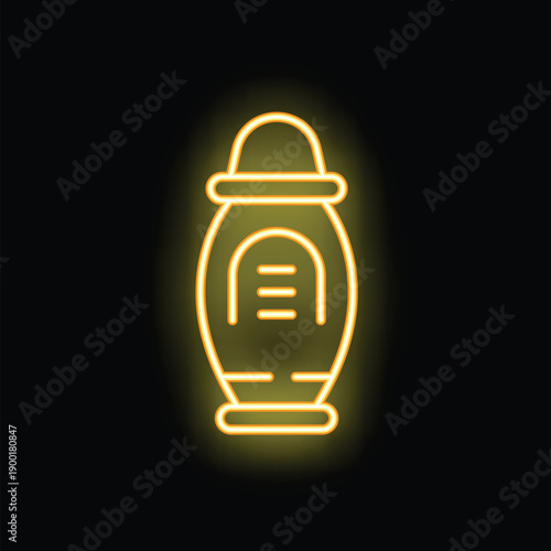 Glowing neon line funeral urn icon isolated on black background vector illustration for your design, advertising, logo, usage