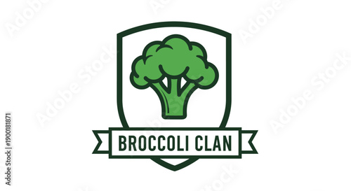 A green broccoli emblem with the text broccoli clan underneath