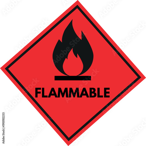 Flammable hazard warning sign . Hazard fire warning sign . Vector illustration