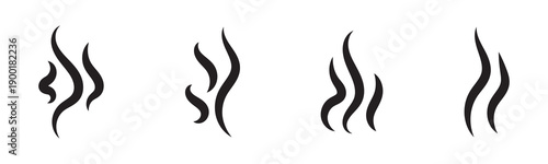 Smoke steam icon set vector hot aroma heat design