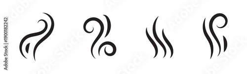 Smoke steam icon set vector hot aroma heat design