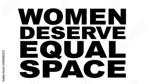 A bold black and white vector graphic illustration of a powerful feminist message women's day