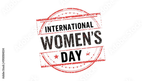 A vector graphic illustration of an International Women's Day stamp on a white background women's day