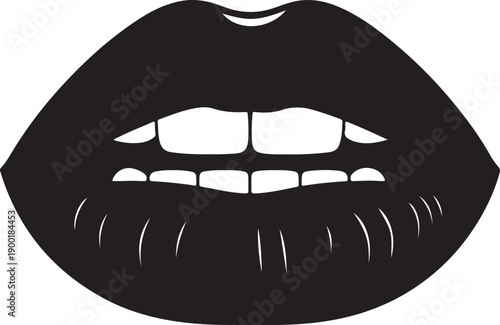 Black lips with white teeth a bold graphic illustration representing communication expression or beauty isolated on a white background