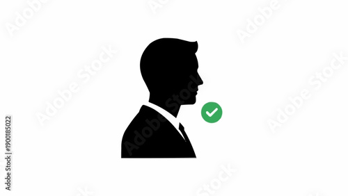 Silhouette of Man with Checkmark Approval.