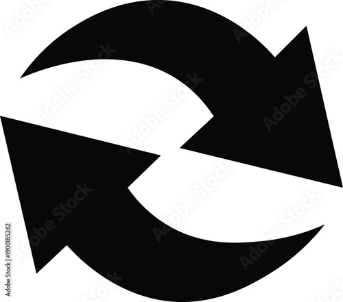 black circular refresh arrows reload sync repeat cycle rotation icon symbol isolated background.