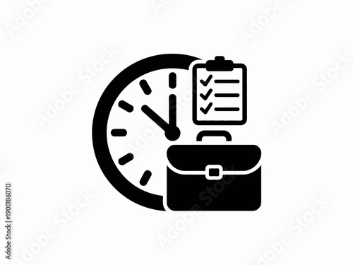 Professional preparing for a timely business meeting with checklist and briefcase isolated on white background, Vector, illustration