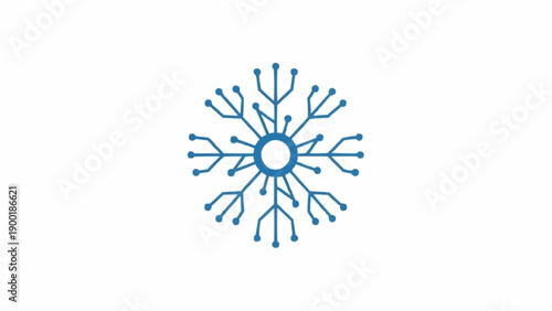 Blue Snowflake Design Isolated White.