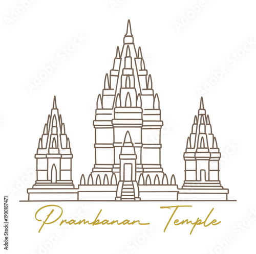 sketch drawing of prambanan temple - indonesia (artwork 1)