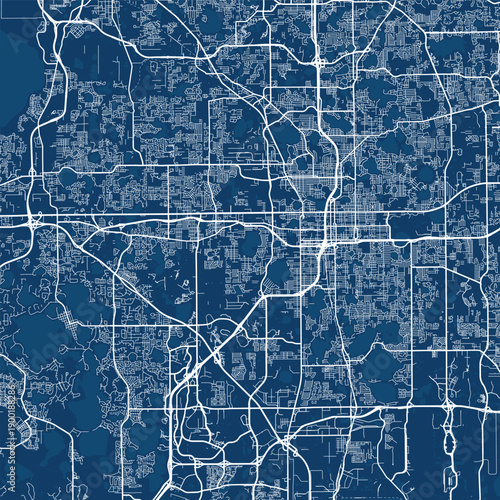 Orlando City Map discover refined linework structured urban grid and subtle monochrome aesthetics in this blueprint inspired svg design, emphasizing refined linework, with balanced composition.