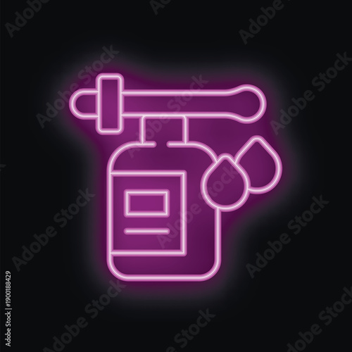 Neon sign of a nasal spray dropping liquid medicine, evoking concepts of healthcare and treatment