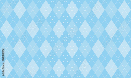 Seamless icy pastel argyle pattern, harlequin diamond background in sky blue and pale cyan suitable for kids and baby products