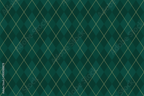 Seamless forest luxe argyle pattern, harlequin diamond background in forest green and emerald for luxury packaging and premium wallpaper