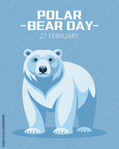 Polar Bear Day awareness poster. Illustration of a polar bear.