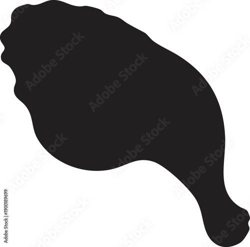 Black Silhouette Chicken Drumstick with Crossed Cuts Icon on White Background