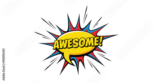 Electrifying Comic Book Style Explosion Speech Bubble with Bold AWESOME! Text for Excitement and Wow