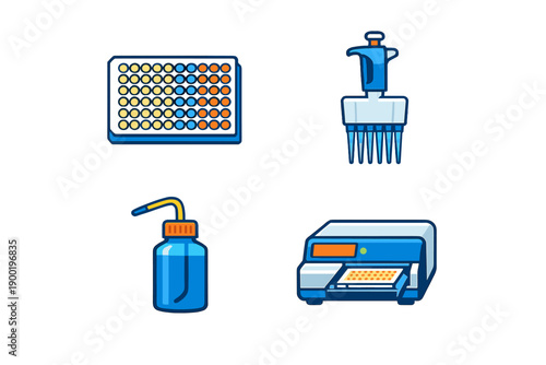 Assorted laboratory tools and equipment used for scientific experiments and research tasks in a modern lab setting during daylight hours