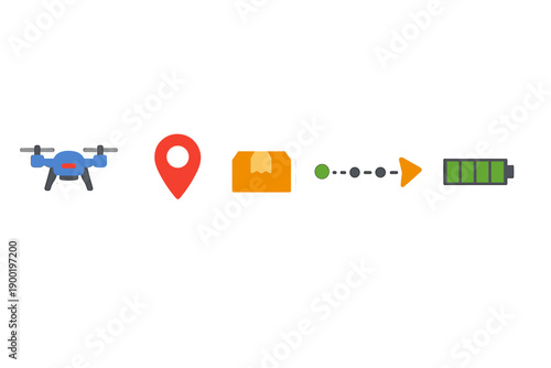 Drones deliver packages using GPS and battery indicators for tracking routes in modern logistics