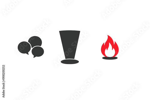 Symbols show conversation, attention, and urgency in a clear space where simple signs communicate important ideas in an effective manner