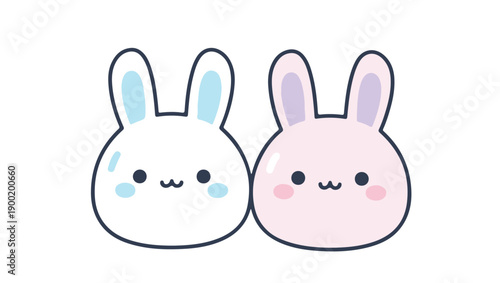 Cute Pastel Jelly Bunny Duo Vector Icons on png Background  Kawaii Rabbit Clipart, pastel bunny, jelly bunny, bunny duo, cute rabbit icon, kawaii bunny, minimalist bunny, bunny vector, rabbit vector, 