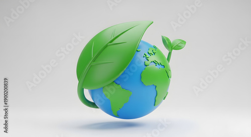Sustainable earth with green leaves symbolizing eco friendly practices