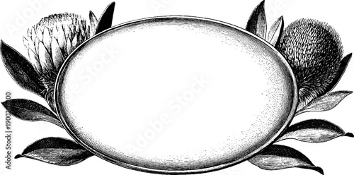 Elegant vintage oval frame with botanical elements for decorative design