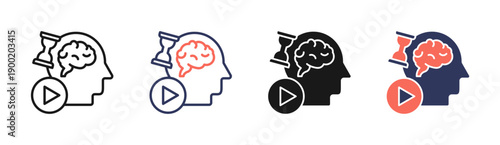 Adaptive Learning Icon Set Multiple Style Collection