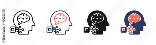 Artificial Intelligence Icon Set Multiple Style Collection