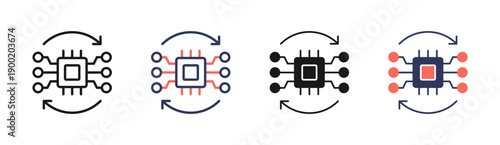 Algorithms Icon Set Multiple Style Collection