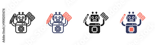 Educational Robotics Icon Set Multiple Style Collection