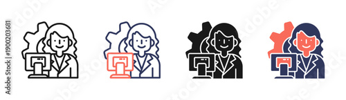 Professional Development Icon Set Multiple Style Collection