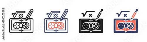 Educational Games Icon Set Multiple Style Collection