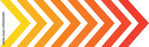 gradient chevron arrows yellow to red orange directional progression sequence design isolated background.