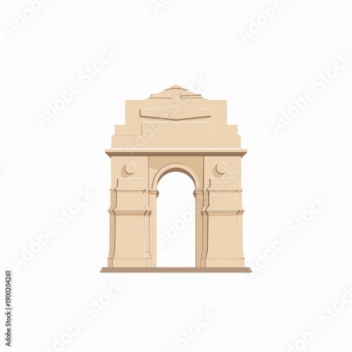 Elegant Stone Monument Archway Illustrated Against a Minimal White Background Depicting Historical and Cultural Significance