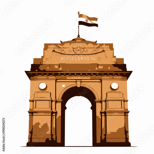 Majestic Stone Archway Adorned with National Colors and Symbolic Flag Signifying Heritage and Unity