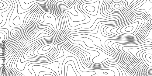 Monochrome Abstract Topographic Contour Line Composition with Fluid Organic Curves, Terrain-Inspired Elevation Patterns and Minimal Cartographic Texture for Contemporary Visual Design.