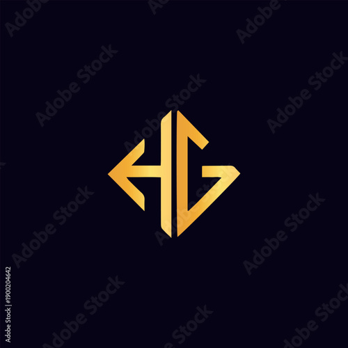 letters hg and gh text logo design vector